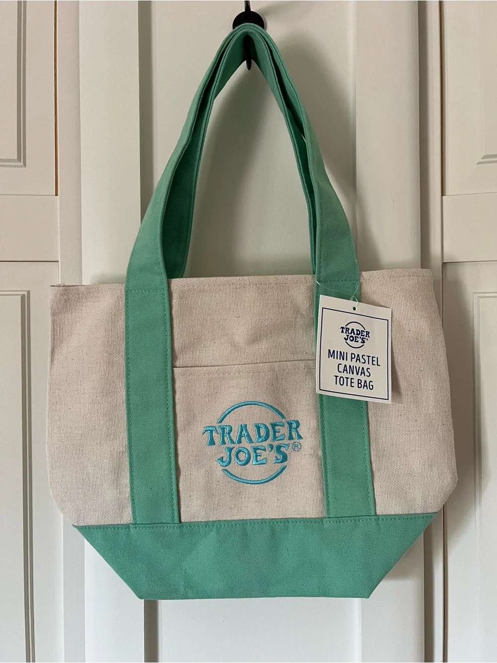 Trader Joe's Mini Canvas Tote Bag in Mint - Picture 1 of 2